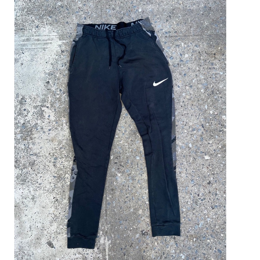 Nike Mens Therma-FIT Camo Side Stripe Joggers Black Sweatpants Small